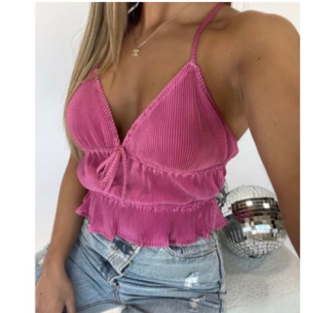 “Already mine” pink ruffle tank NWT never worn.